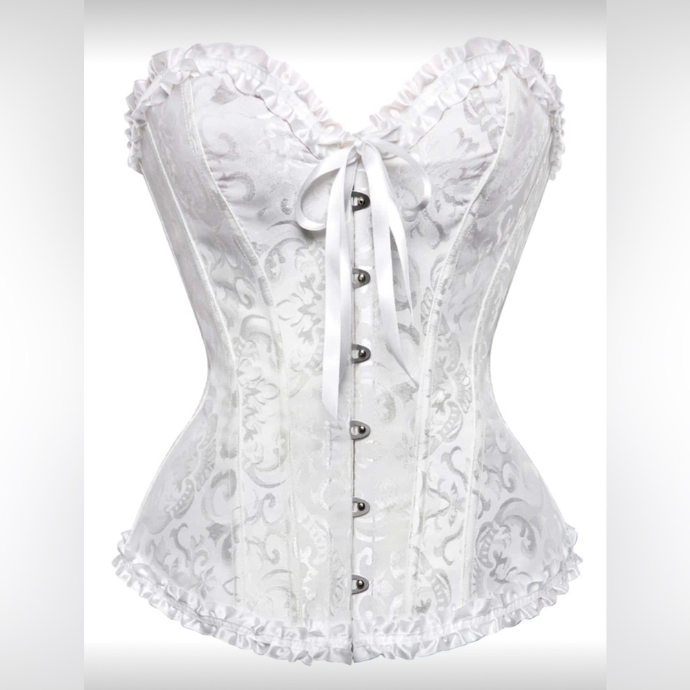 SHEIN White Satin Lace-Up Corset